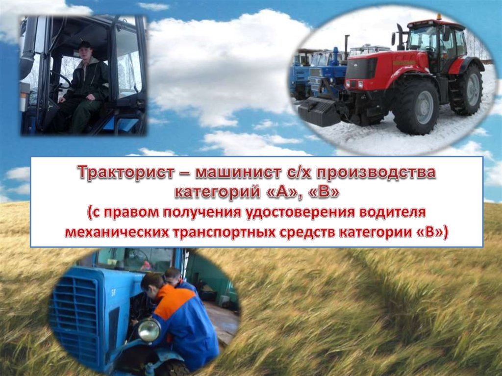 Тракторист-машинист с/х производства. Тракторист сельскохозяйственного производства.