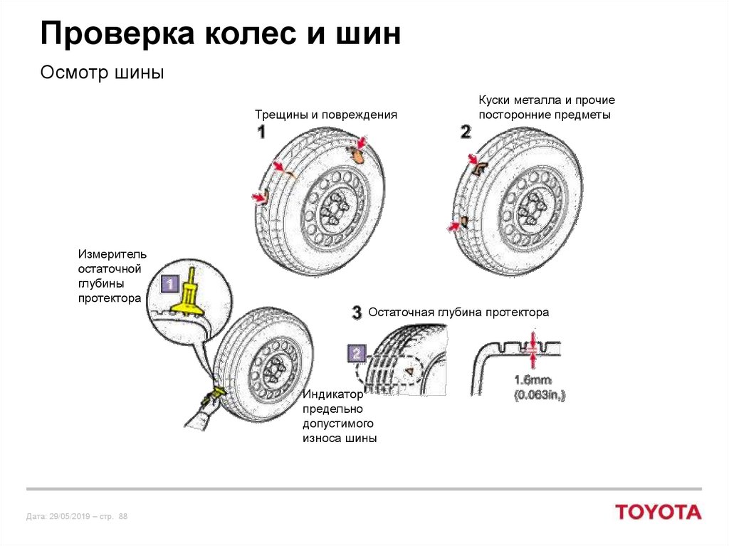 При какой максимальной величине остаточной глубины рисунка протектора шин