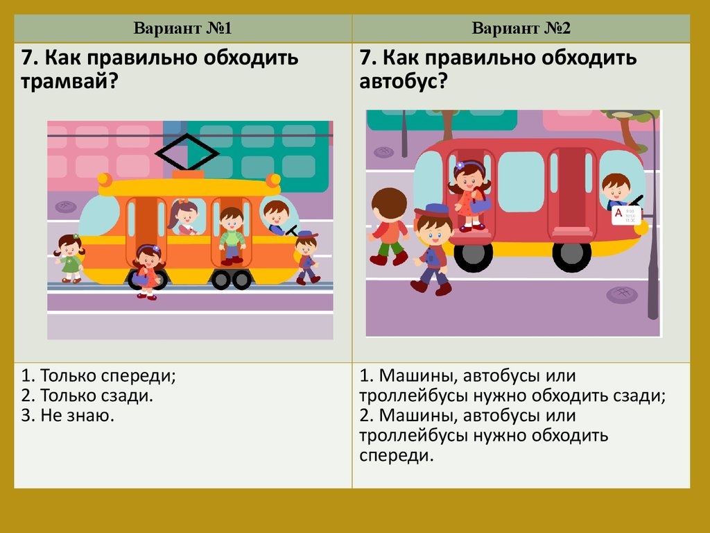 Тест правила пассажиров. Автобус обходят спереди. Как правильно обходить автобус. Правило обходить автобус.